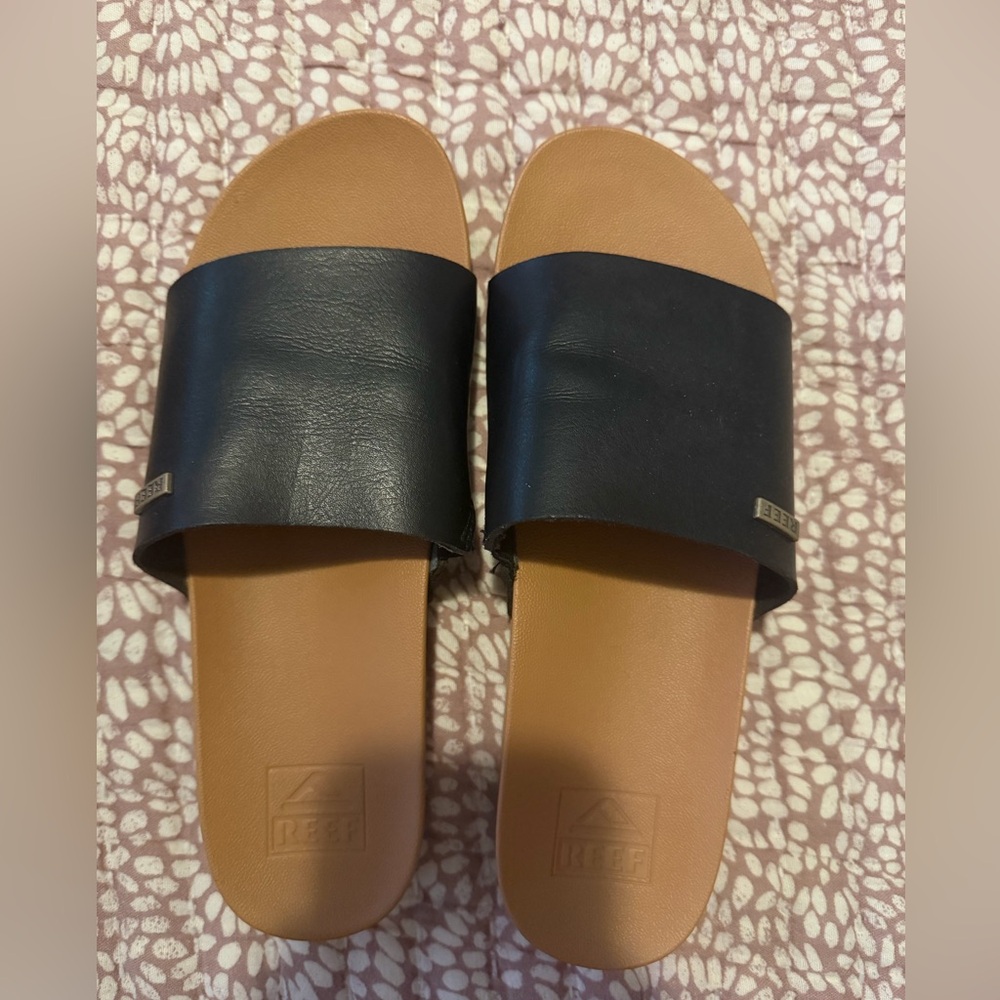 Reef Black and Brown Slide Sandals